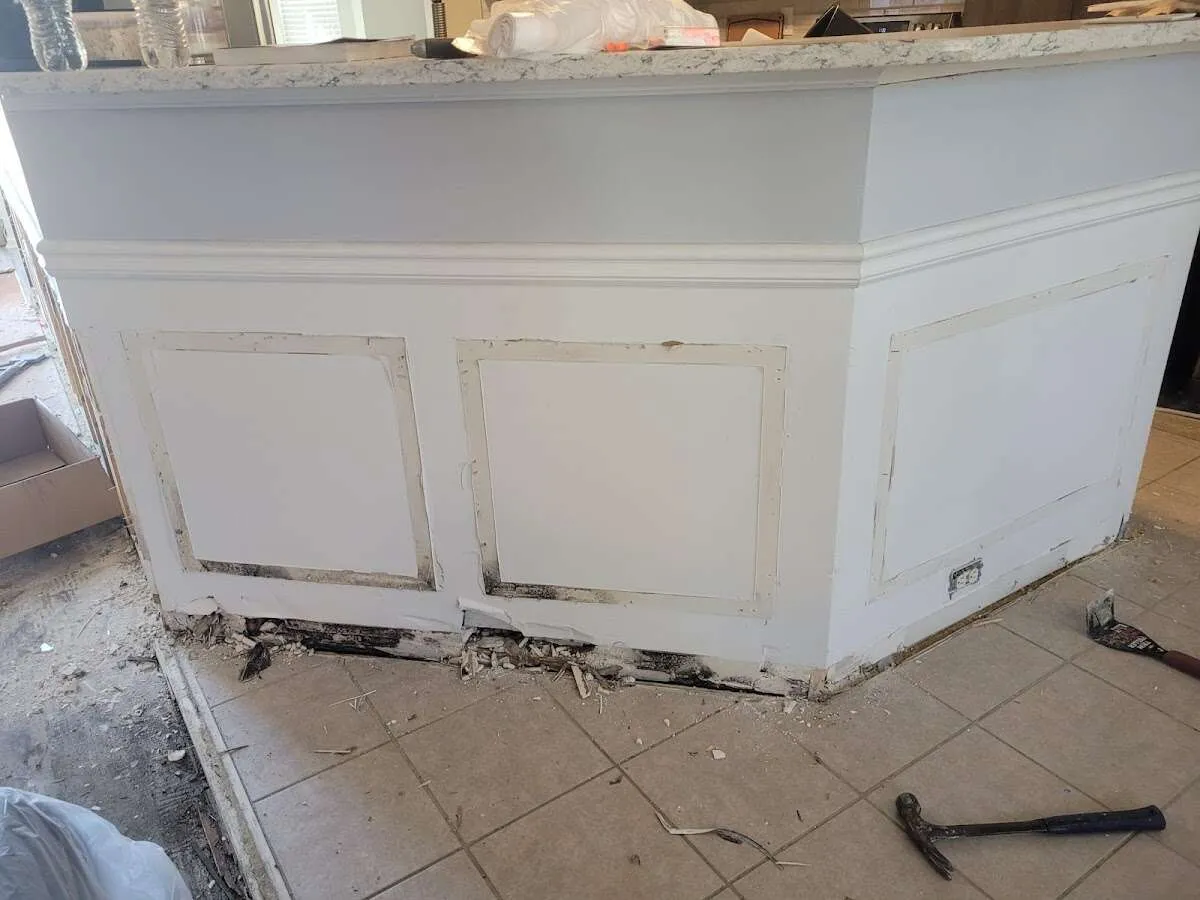 Water damage and mold on kitchen during Storm Damage Restoration in Sumner